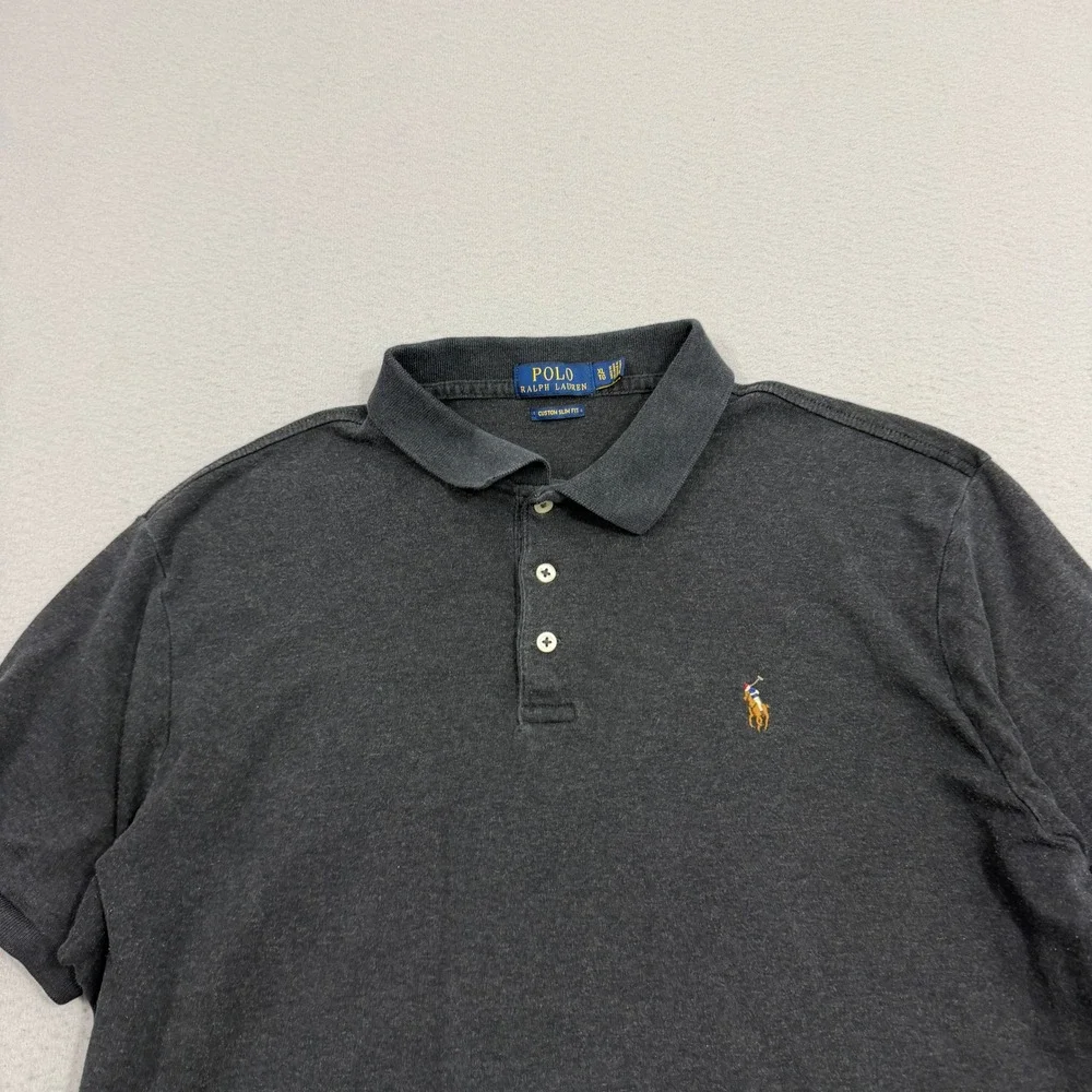 Polo Ralph Lauren Shirt Men's XL Gray Custom Slim Fit Short Sleeve Pony Logo